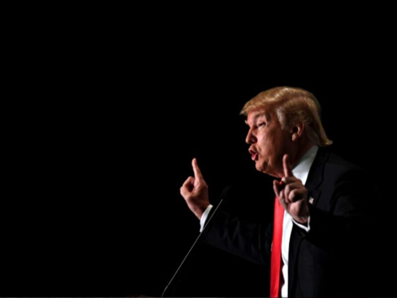 Donald Trump preaching his policies to the masses