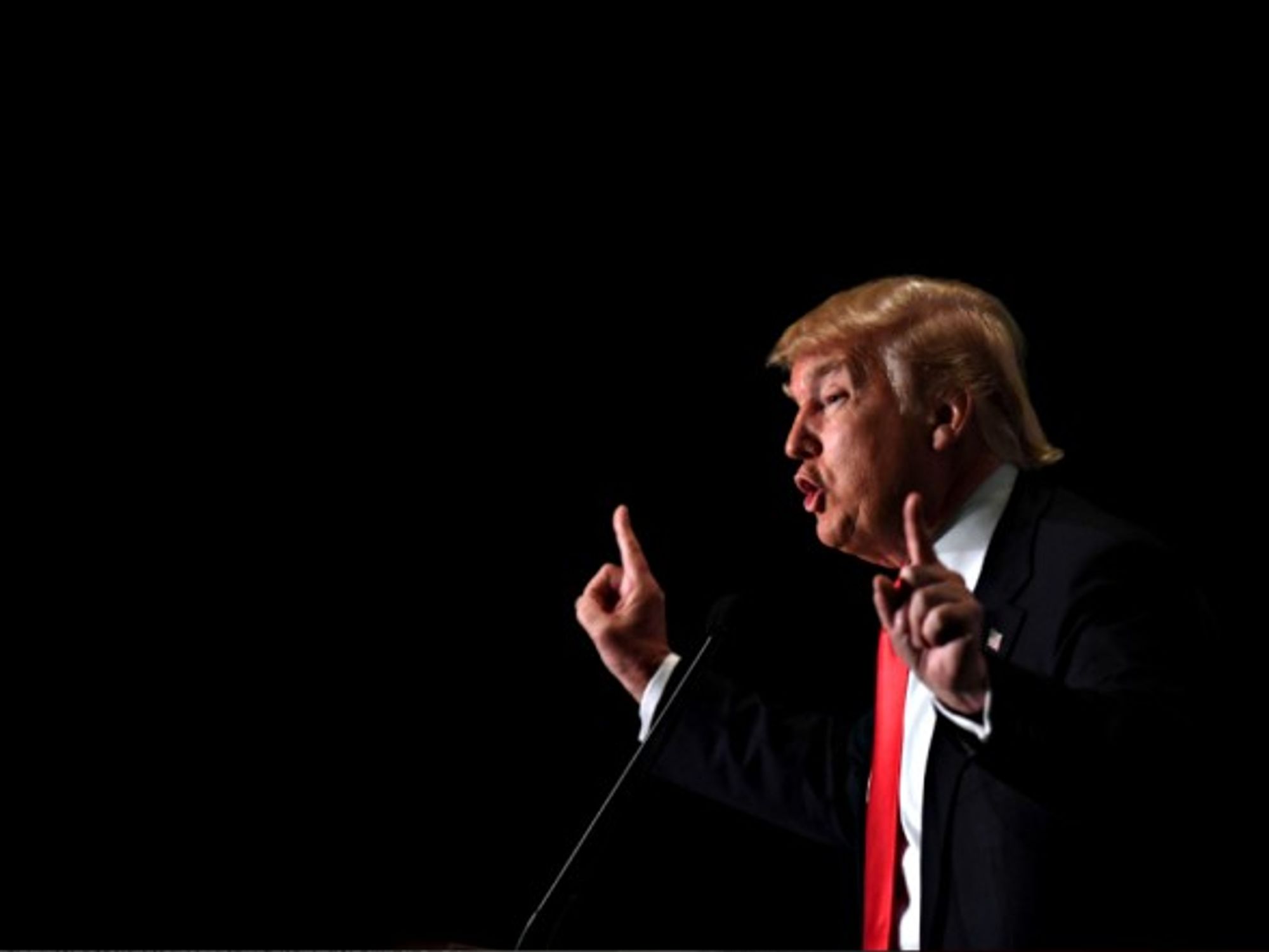 Donald Trump preaching his policies to the masses