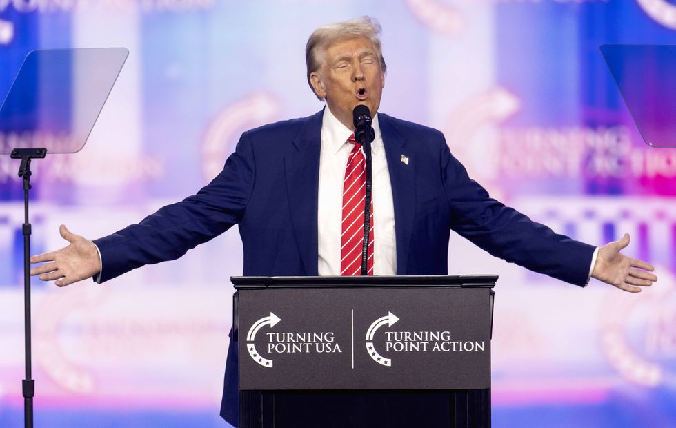 Donald Trump speaks at Turning Point USA AmericaFest 2024.