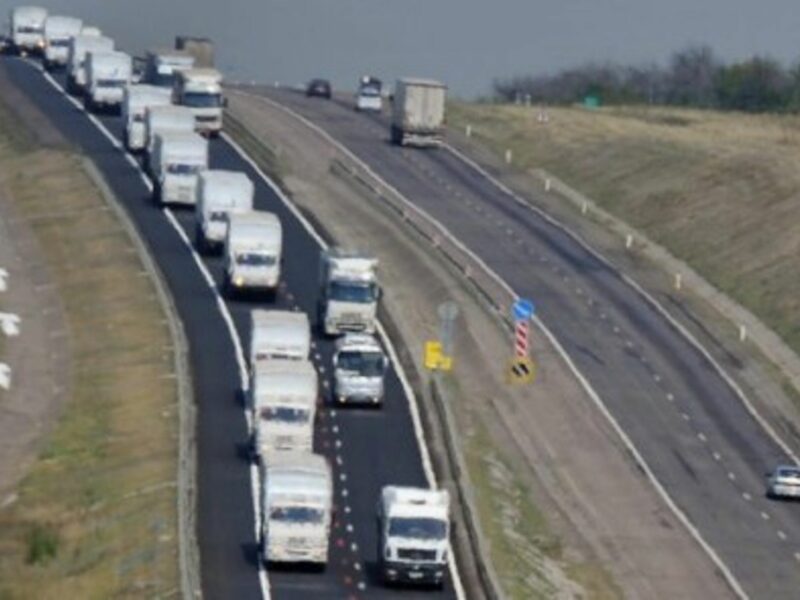 Dozens of Russian aid trucks seen approaching Ukraine on Thursday