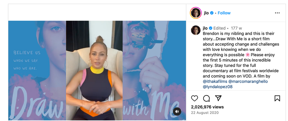 "Draw with me" short film on jlo's instagram
