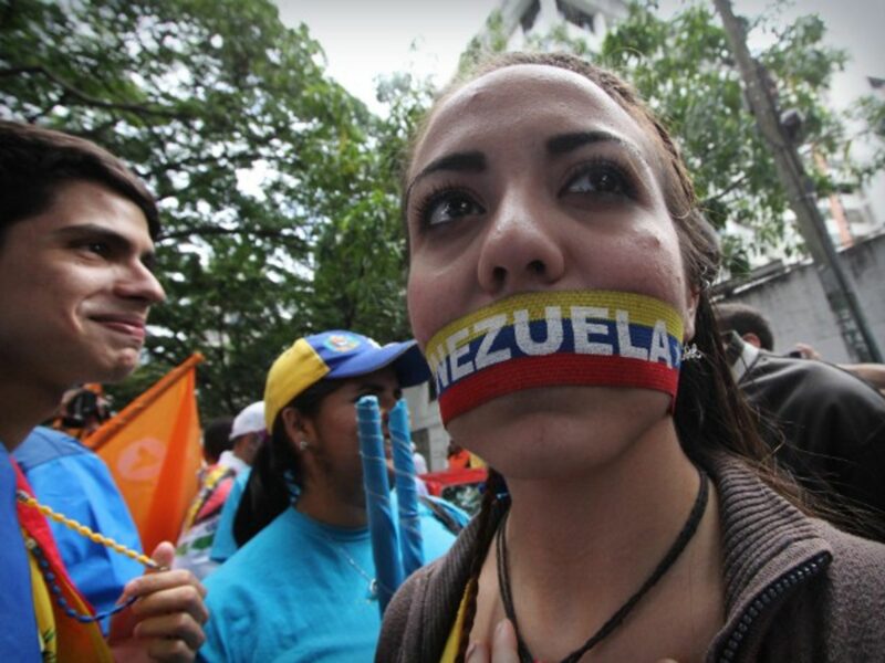 During a protest against President Nicolas Maduro in Caracas.