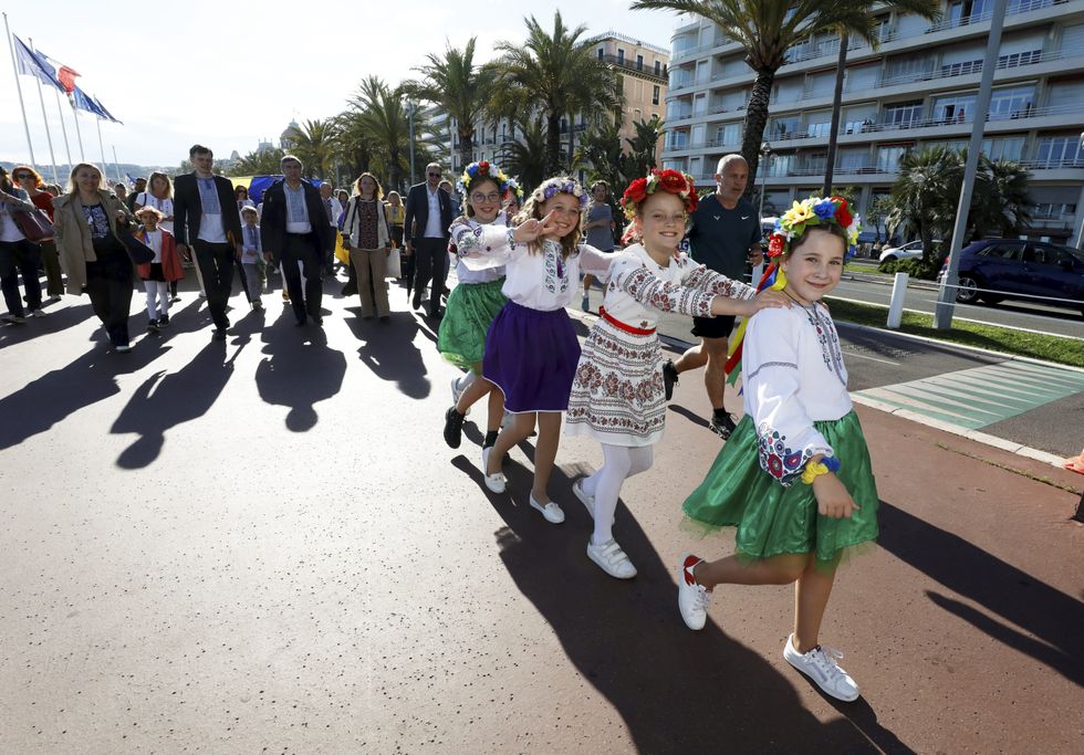 ​A march for Ukrainian refugees in Nice in southern France, in May 2024.