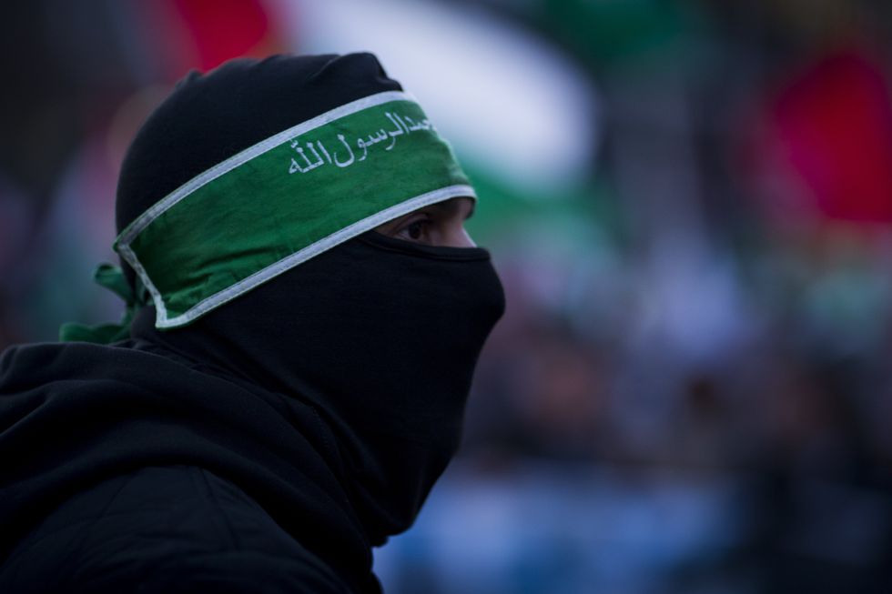 ​A protester in front of the White House during a rally in support of the Gaza Strip in Washington DC.