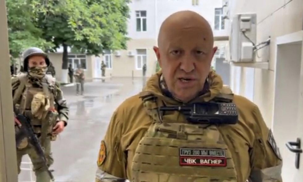 ​A screenshot of a video depicting Yevgeny Prigozhin during the rebellion.