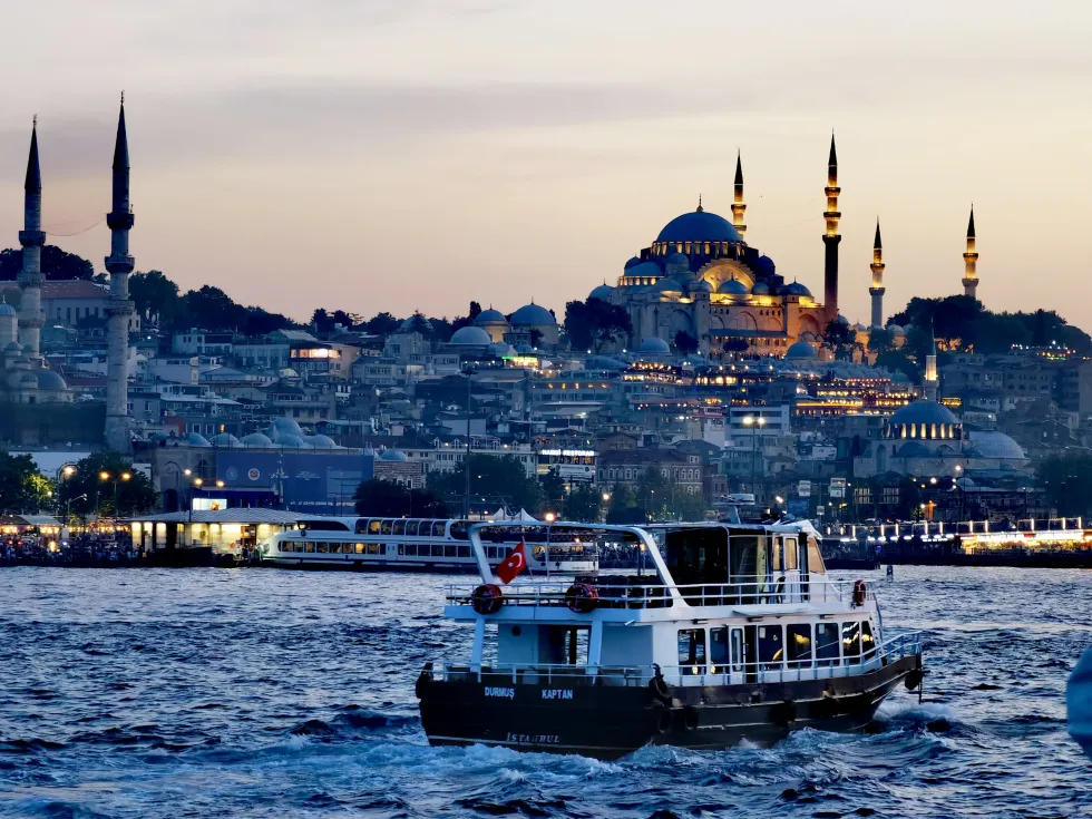 ​A sunset boat ride in Istanbul.