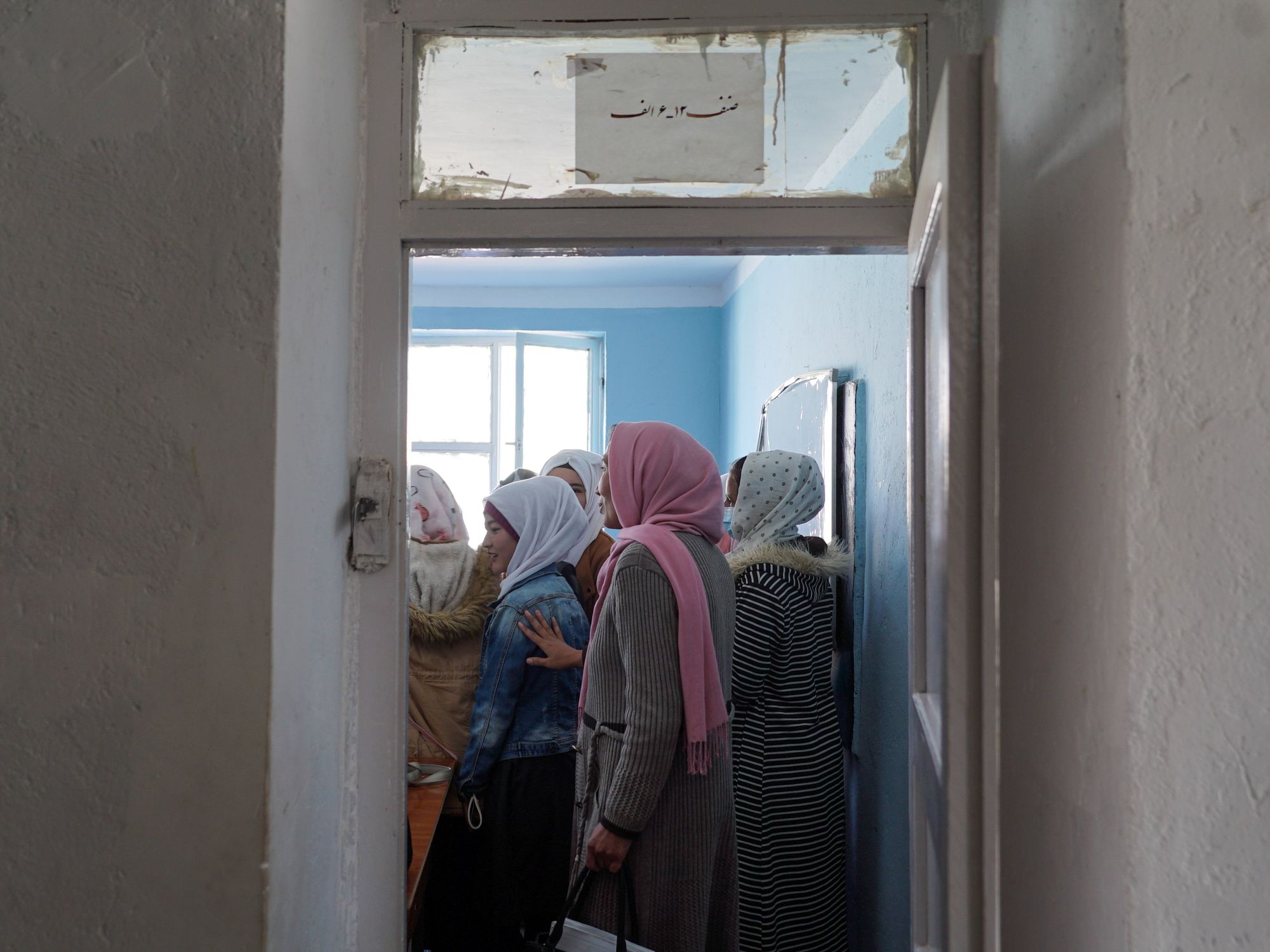 ​A teacher gives a literature lesson at a secondary school for girls in Bamyan, Afghanistan, Nov. 8, 2021.
