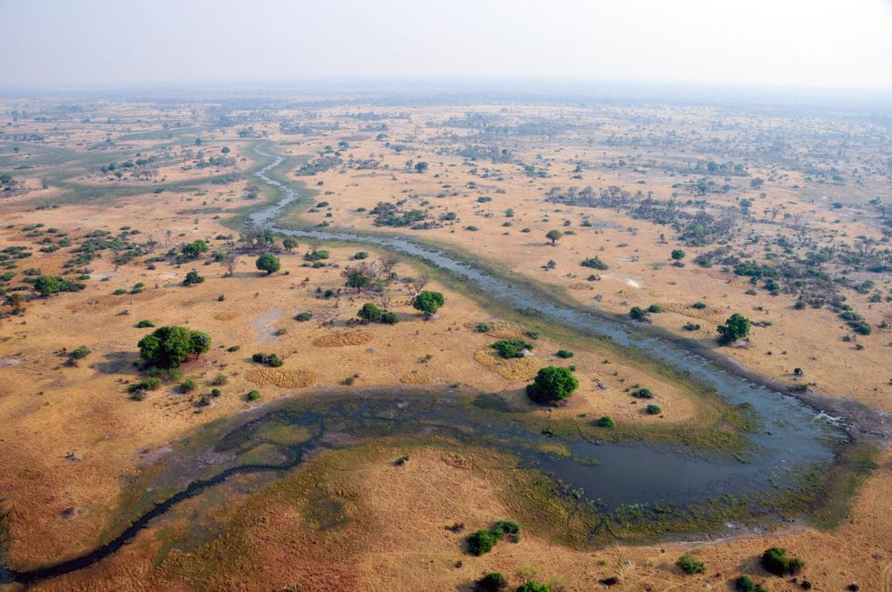 ​An aerial photograph of the Okavango Delta taken in October 2015.