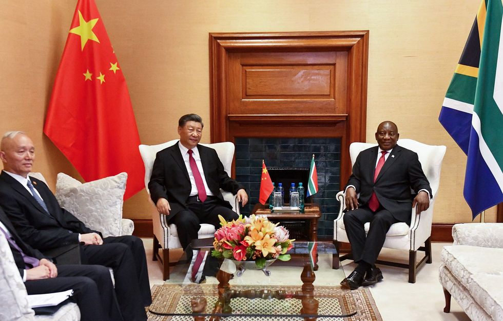 ​Chinese President Xi Jinping and South African President Cyril Ramaphosa during a meeting in Pretoria, South Africa.
