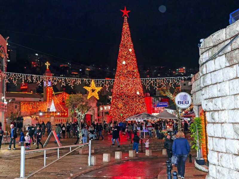 ​Christmas lights in the northern district of Nazareth, Israel