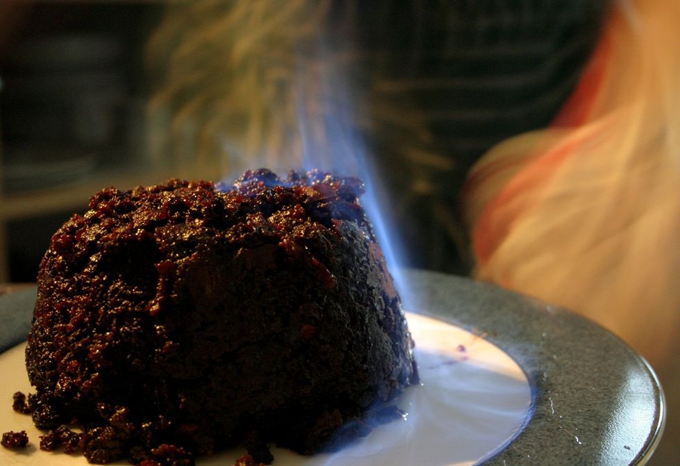 ​Christmas pudding in flames