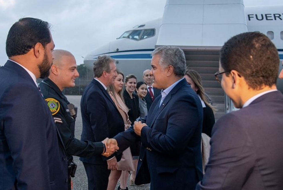 ​Colombia's President Iván Duque on his way to the CERAWeek annual conference