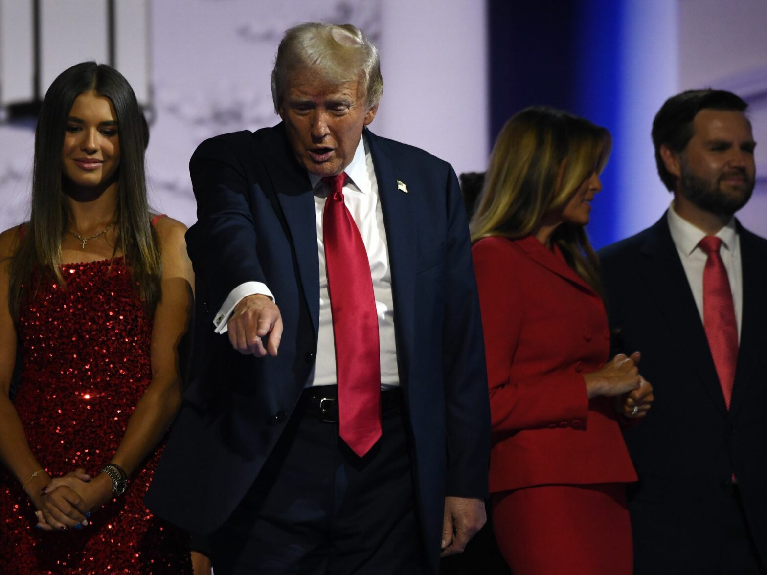 ​Donald Trump accepts the nomination for President at the Fiserv Forum during the Republican National Convention in Milwaukee.