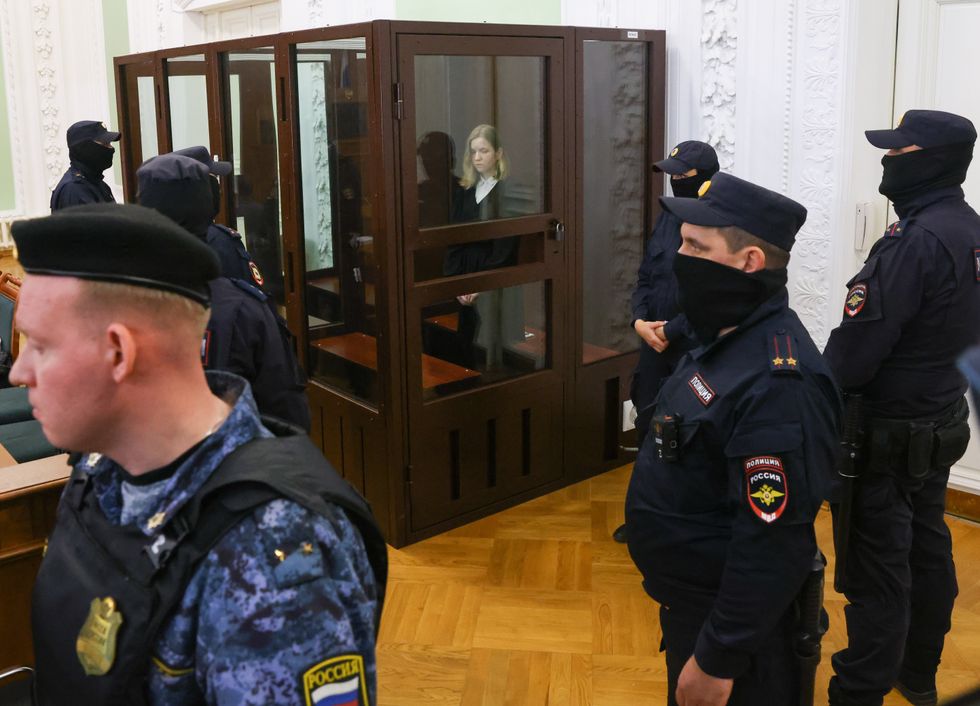 ​​Trepova, detained, appears for an extramural session of the 2nd Western Military District Court in Moscow.