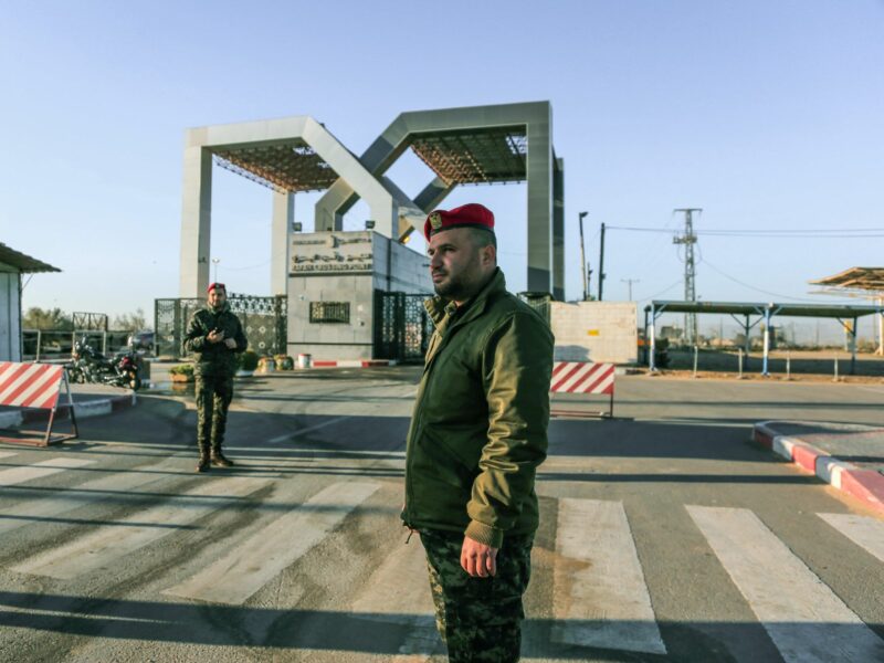 ​Egyptian soldiers seen guarding the Gaza side of the border.
