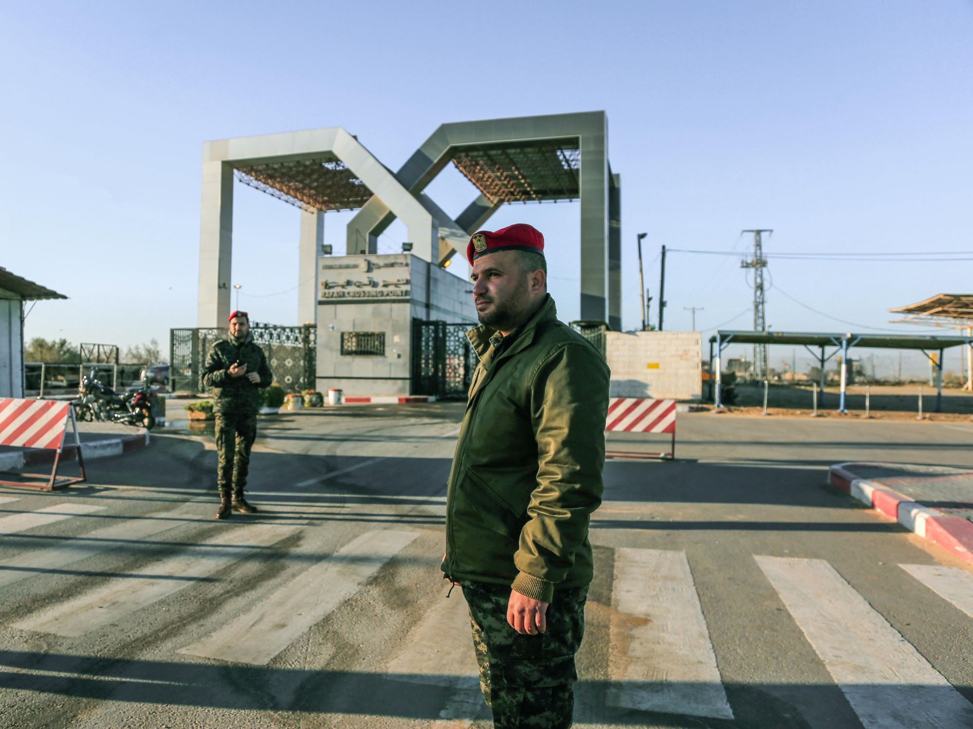 ​Egyptian soldiers seen guarding the Gaza side of the border.
