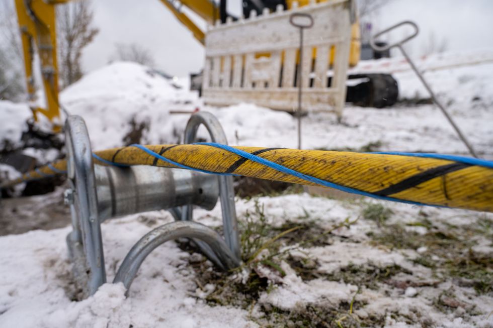 ​Fiber-optic cable in Mecklenburg-Western Pomerania, Sassnitz, Nov. 29, 2023.