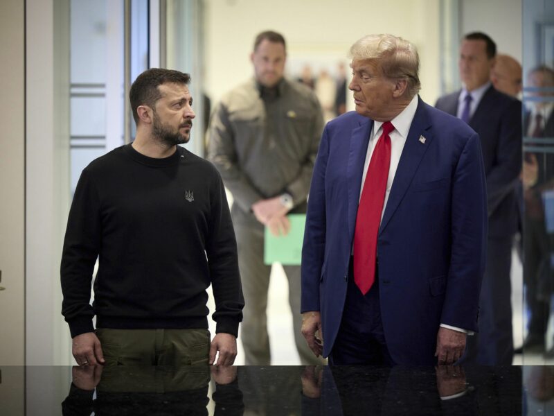 ​Former President Donald Trump and Ukrainian President Volodymyr Zelenskyy at a press conference in September 2024.