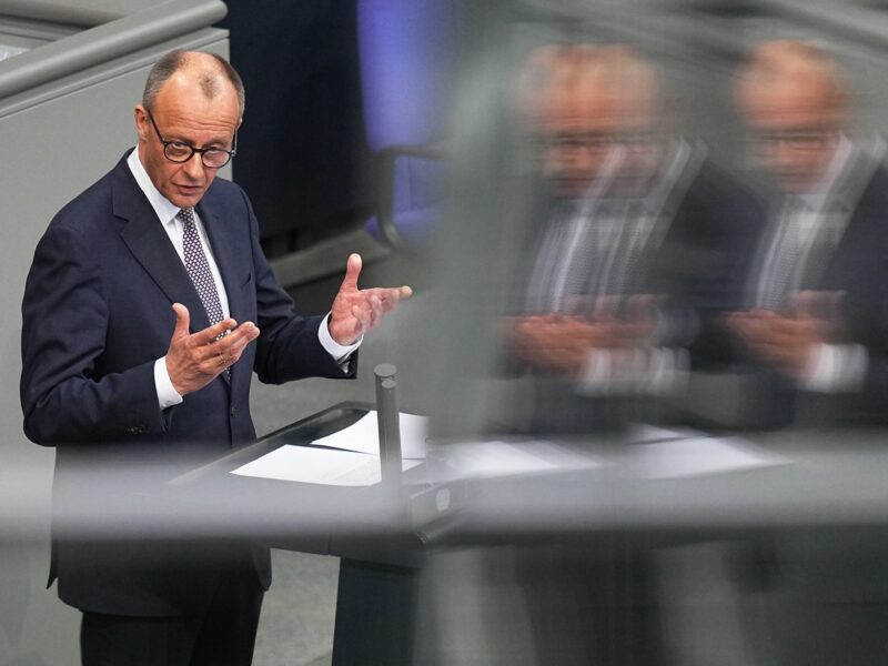 ​Friedrich Merz speaks at the German Bundestag on March 18, 2025.