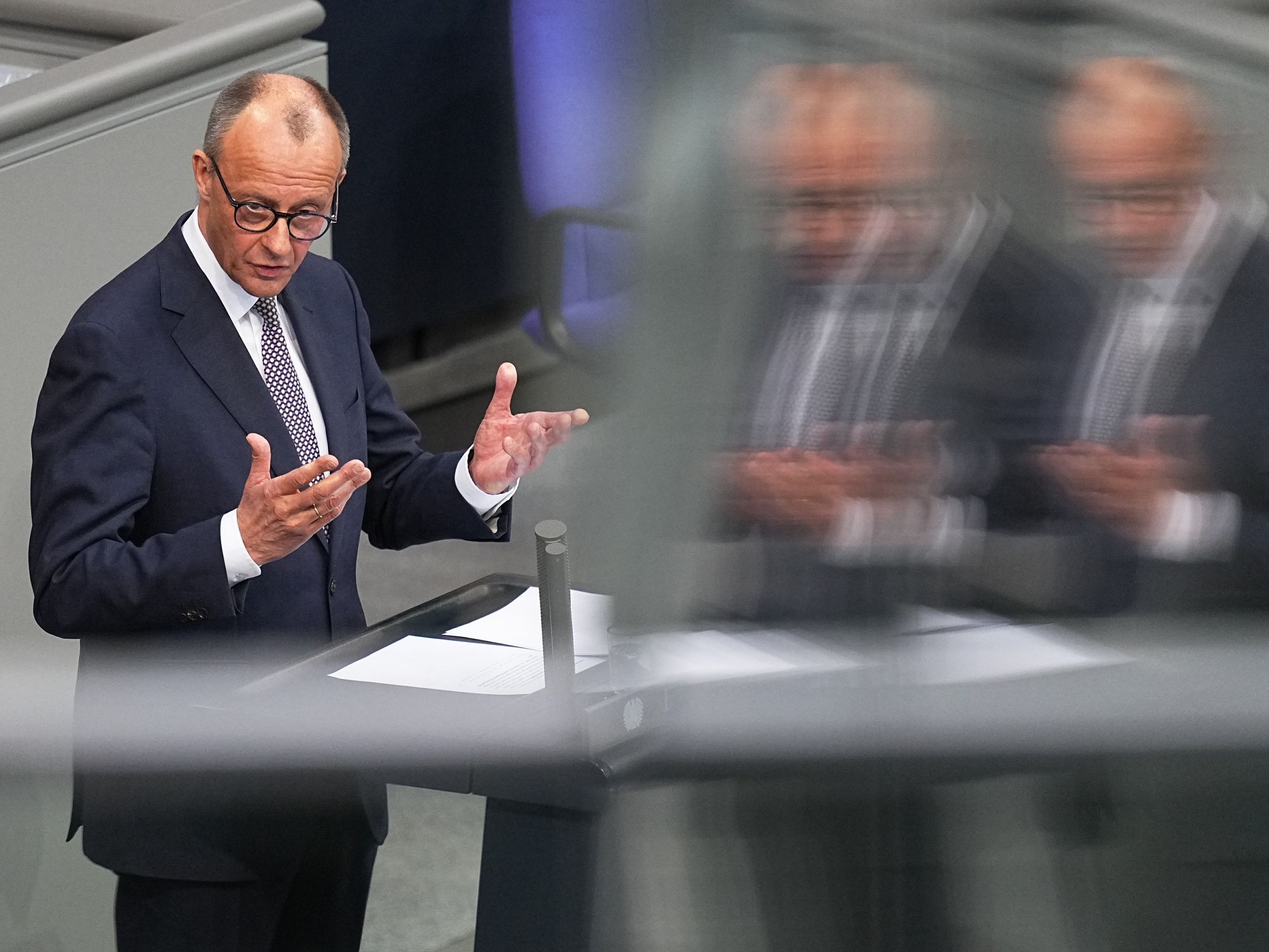 ​Friedrich Merz speaks at the German Bundestag on March 18, 2025.