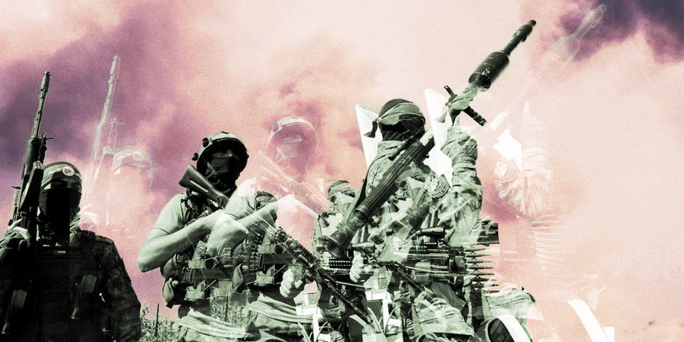 ​Illustration showing armed fighters