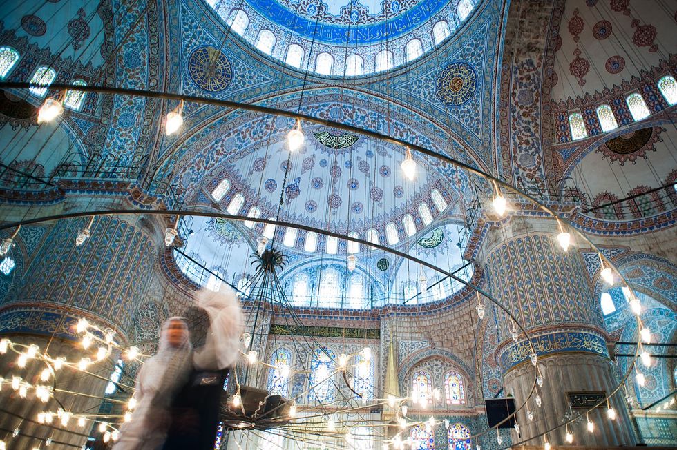 ​Inside Istanbul's blue mosque.
