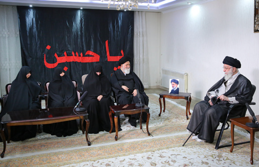 ​Iranian Supreme Leader Ayatollah Ali Khamenei meets with the family of the late Iranian President Ebrahim Raisi and Ahmad Alamolhoda.