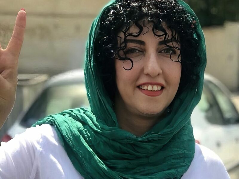 ​Iranian women's rights advocate and Nobel Peace Prize winner Narges Mohammadi poses for a picture in Tehran, Iran, Oct. 6, 2023.