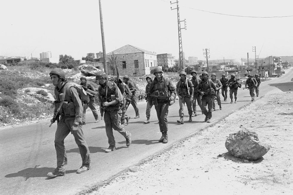 ​Israeli forces marching into Lebanon during the 1982 war.​