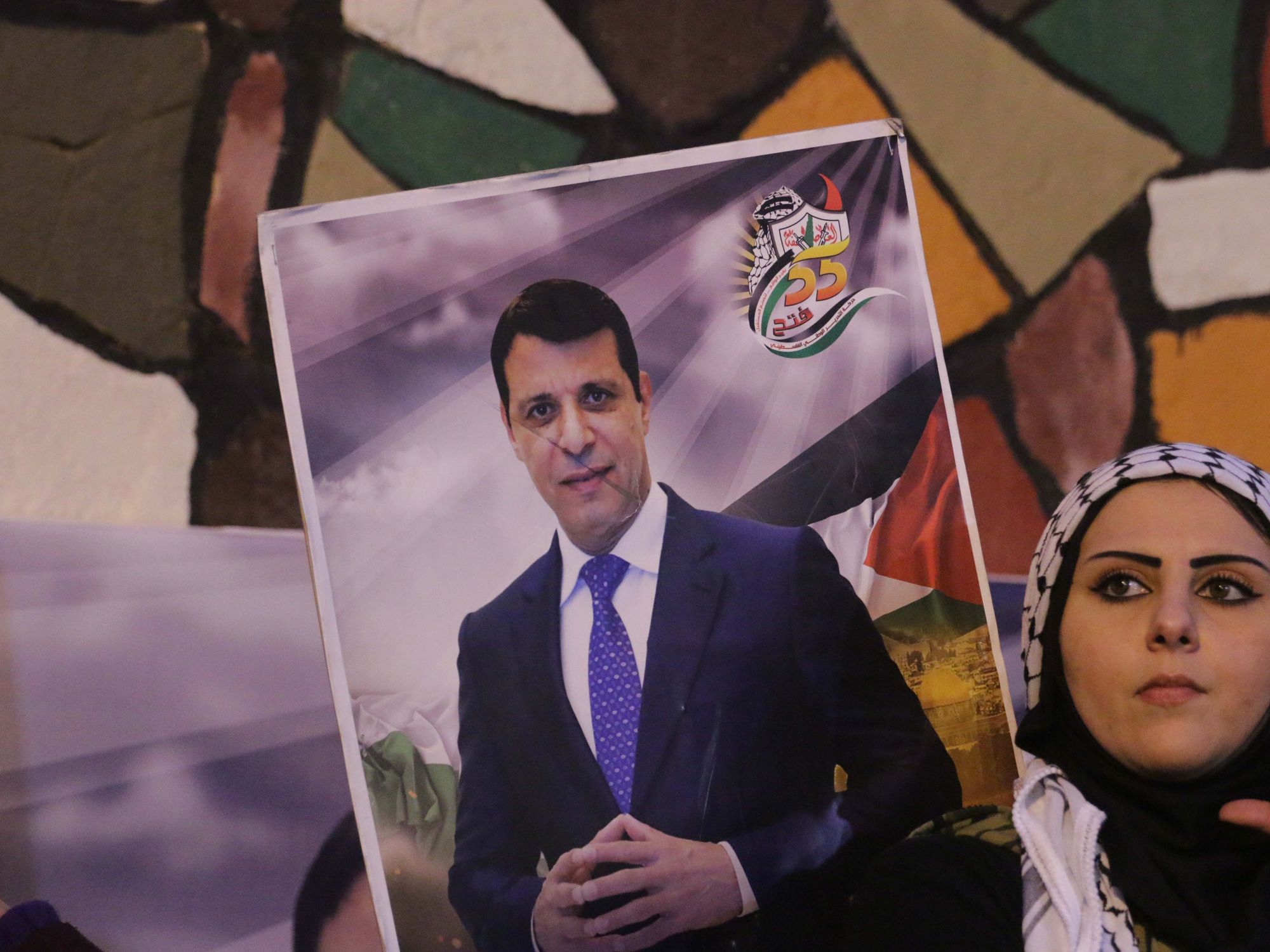 ​Mohammed Dahlan supporters at a rally in Gaza in 2019.
