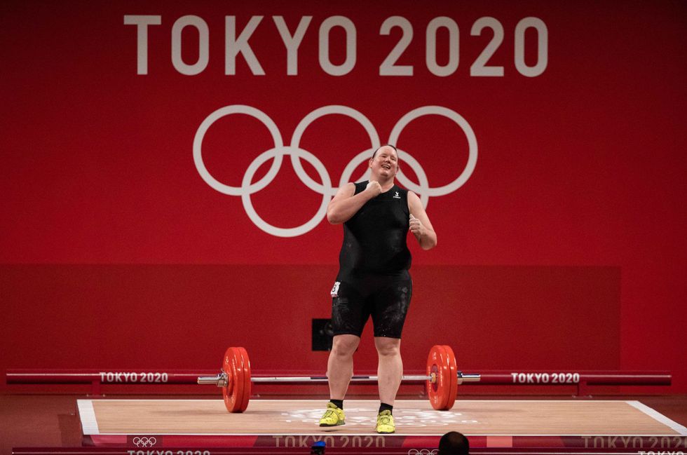 ​New Zealand weightlifter Laurel Hubbard, 43, competing in the medal round of Women's +87kg Weightlifting during the 2020 Tokyo Summer Olympics