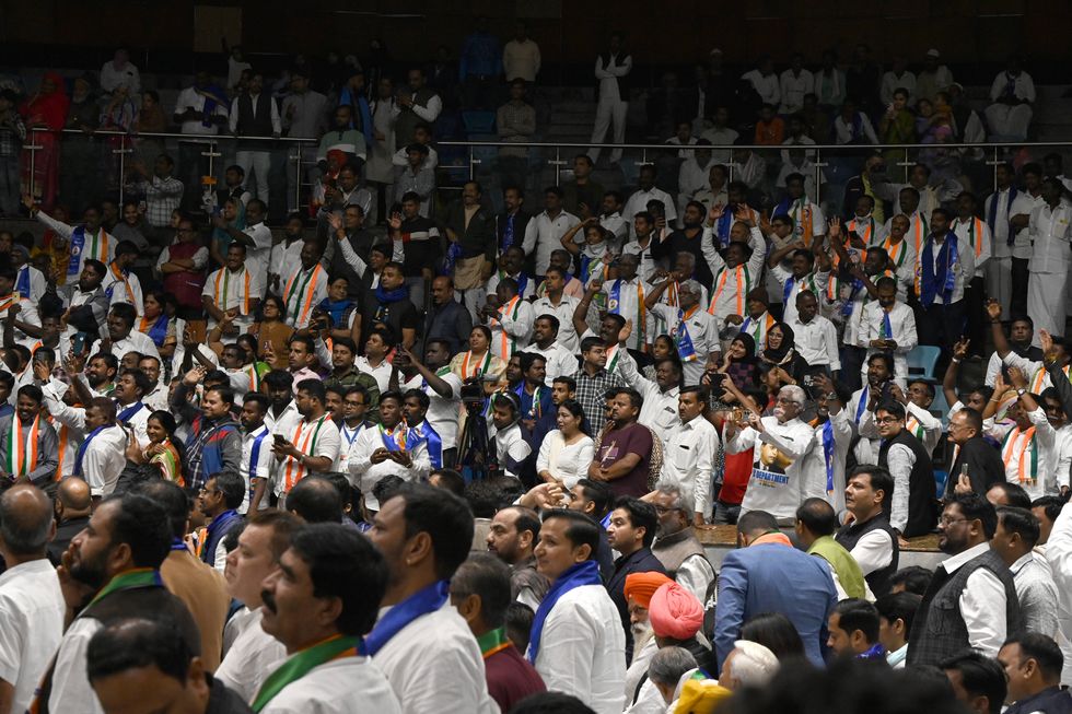 ​November 26, 2024, New Delhi, India: shot of the crowd as Opposition member Rahul Gandhi holds a speech.