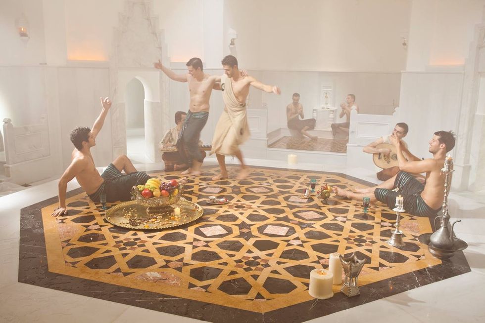 ​People enjoying a hammam in Istanbul.