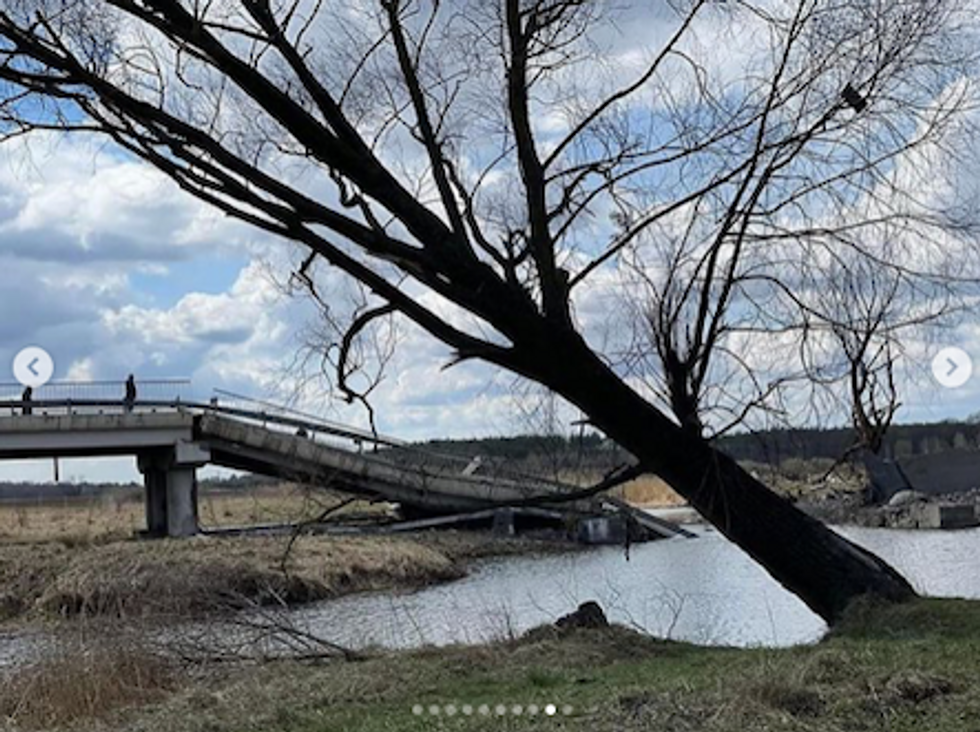 ​Photo of a Ukrainian bombed out bridge