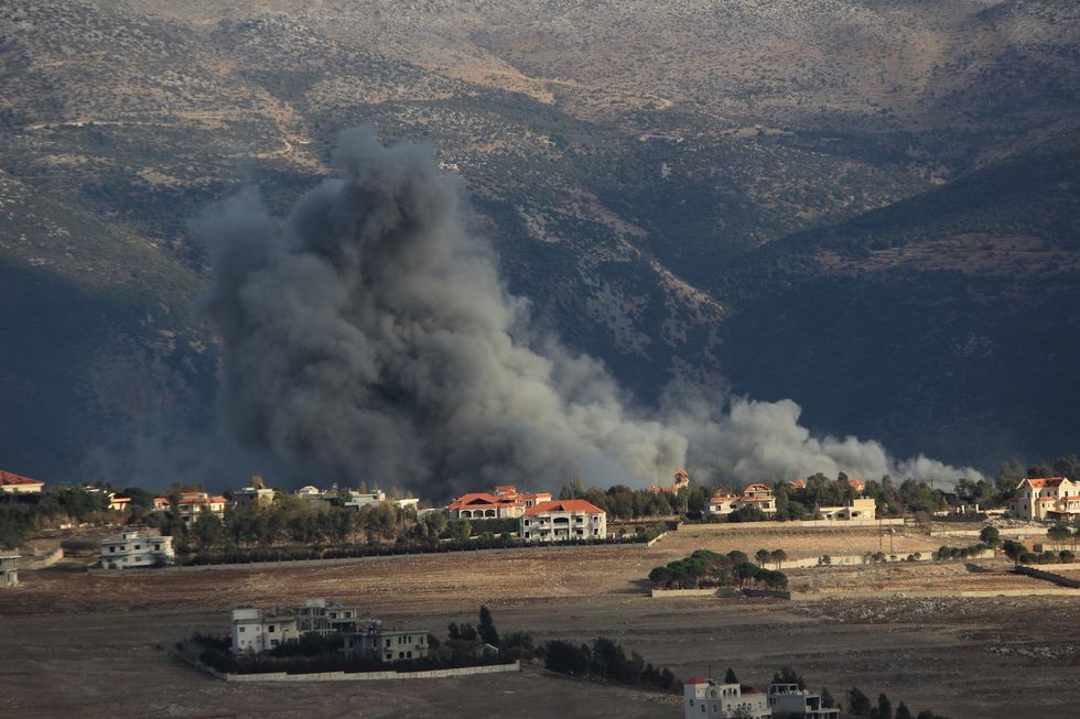 ​Photo of smoke cloud caused by Israeli airstrikes in Khiam, Lebanon, Nov. 17, 2024.