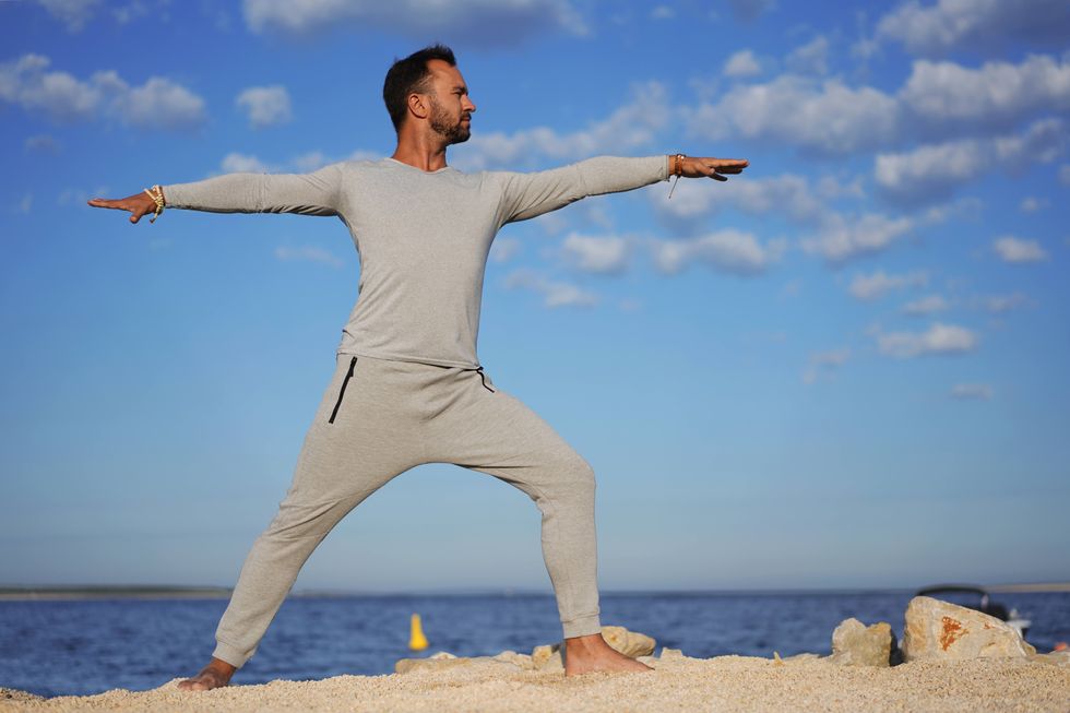 ​Practicing yoga at a beach in Croatia.