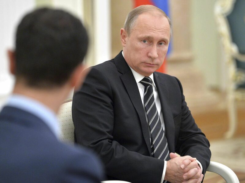 ​President Vladimir Putin during his meeting with Syrian President Bashar Assad at the Kremlin Oct. 20, 2015 in Moscow, Russia.