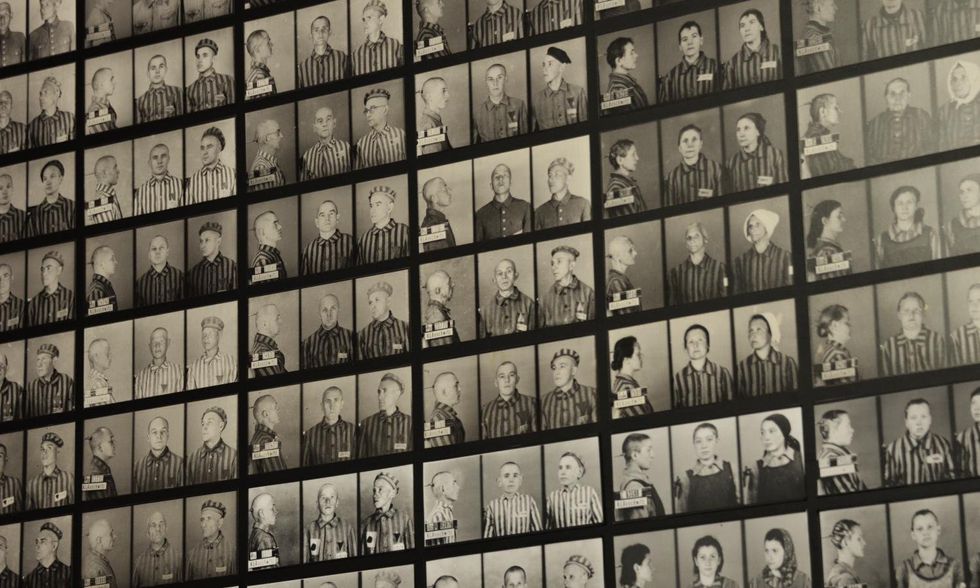 ​Registration photographs of Auschwitz prisoners in the Auschwitz Memorial Museum, Dec. 6, 2024.