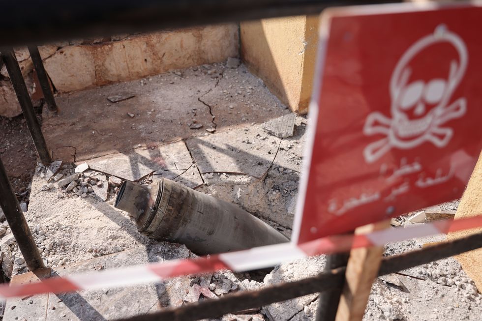 ​Remnants of a cluster missile as a result of a bombing.