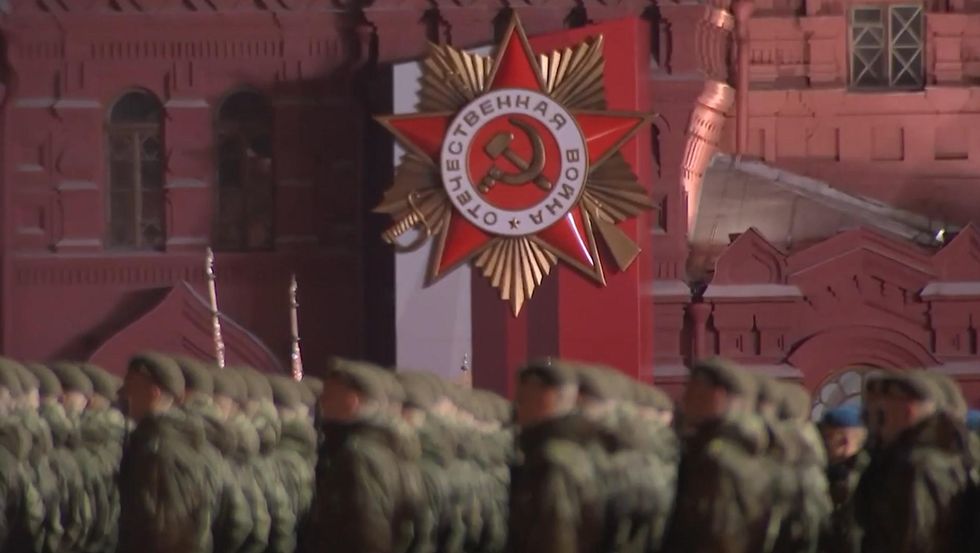 ​Russian soldiers rehearsing for their 9 May 2022 'Victory Day' Parade