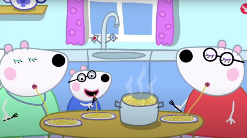 ​Screenshot from a new Peppa Pig episode featuring a same-sex couple for the first time.