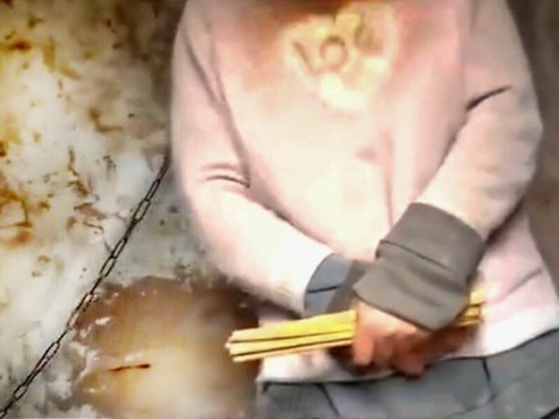 ​Screenshot from video of chained mother-of-eight in China