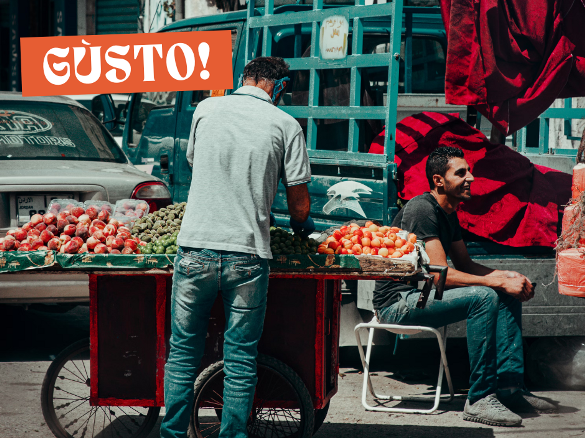 ​Street vendors with fruits in the city of Amman.