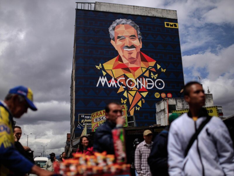 ​The inauguration of the mural in memory of the Colombian writer Gabriel Garcia Marquez, in Bogota, Colombia
