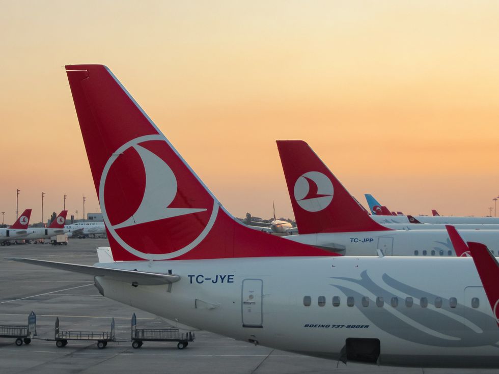​Turkish Airline planes at the Atatürk airport in Istanbul, Turkey.
