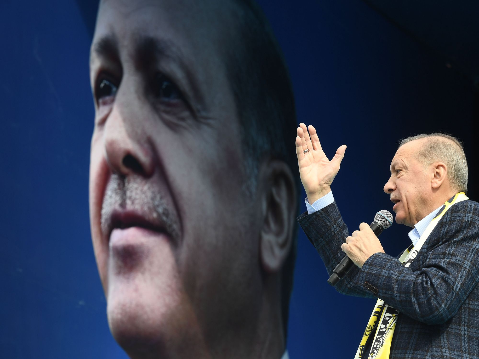 ​Turkish President Recep Tayyip Erdogan speakING during his elections campaign rally in Ankara;