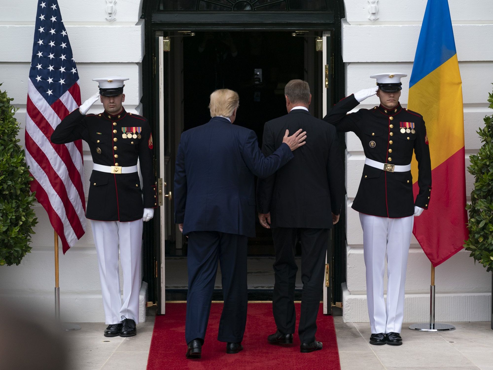 ​U.S.President Donald Trump and Romanian President Klaus Iohannis in a Romanian state visit to the white house in 2019.