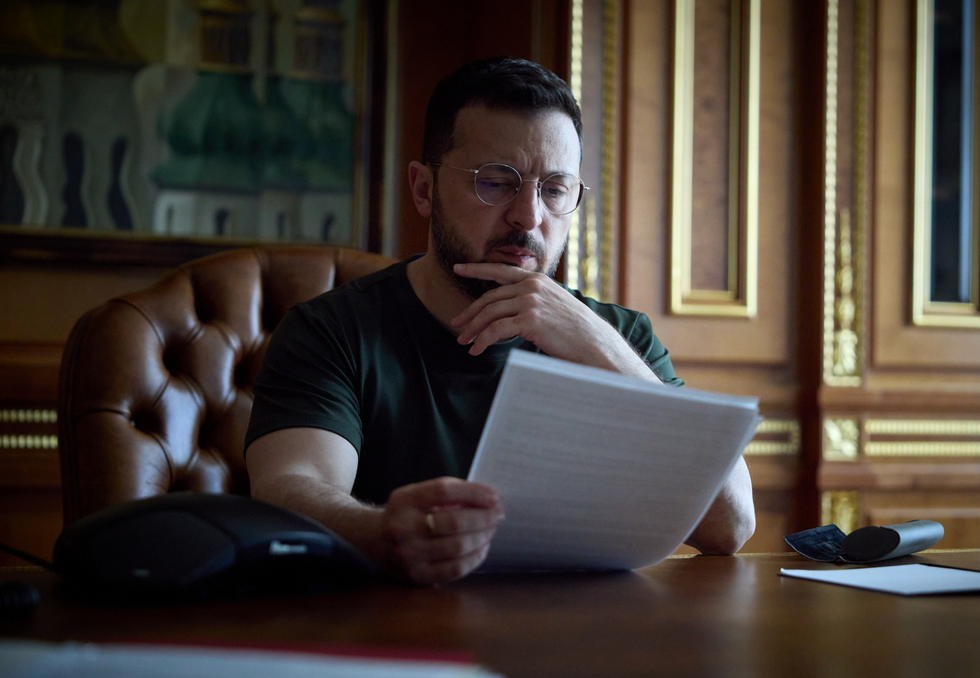 ​Ukranian President Volodimyr Zelensky in his office.