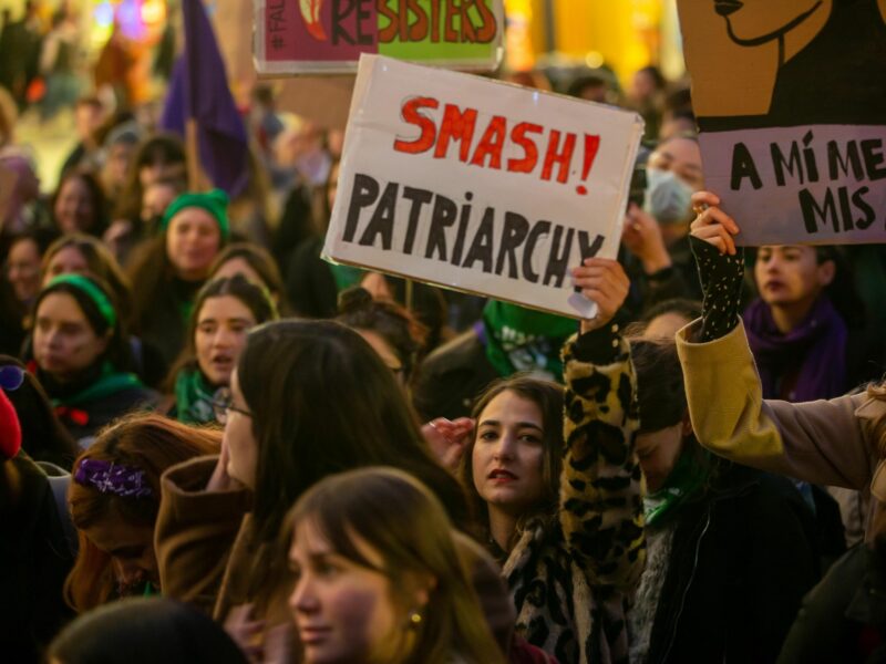 ​Women protest on International Women's Day in London in 2022
