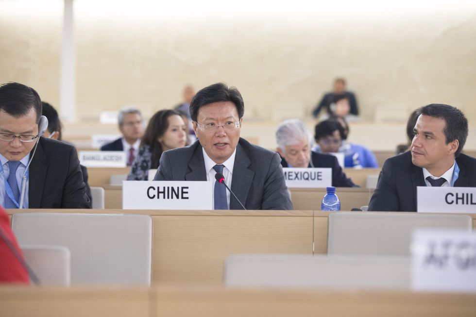 ​Yu Jianhua makes a statement on behalf of a cross-regional group of countries including Non-Aligned Movement, Russian Federation and South Sudan